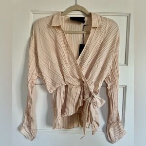 Vacate the Label Anthropologie Chic Pleated Faux Wrap Milano Blouse NWT Sz Small